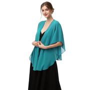 Womens Chiffon Shawls and Wraps, Wedding Party Shawl Scarf for Evening Dresses, Turquoise, One Size