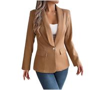 Women's Chiffon Suit Jackets & Blazers Jackets One Button Notched Collar Solid Lapel Suit Long Sleeves Coat Cardigan Tops Casual Smart Elegant Cardigans Suits Ladies UK Sale Clearance Khaki