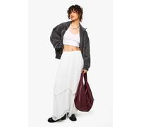Womens Chiffon Tiered Ruffle Trim Maxi Skirt - White - 6, White