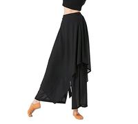 Women's Chiffon Wide-Leg Dance Trousers, Flowy Classic Gymnastics & Performance Pants for Classical Dance Rehearsals, Studio Training & Stage Shows Black