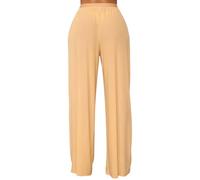 Women's Chiffon Wide Leg Trousers Sexy See Through Mesh Swimsuit Elasticated High Waist Palazzo Pants Lightweight Comfy Summer Beach Pants Flared Trousers for Party Rave Performance Costume Yellow