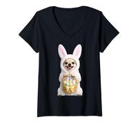 Women's Chihuahua Dog Wearing Easter Bunny Funny Cute Costume V-Neck T-Shirt