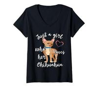 Womens Chihuahua Girl Chiwawa Dog Puppy Dog Owner Pet V-Neck T-Shirt