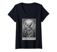 Womens Chihuahua Tarot Card Vintage The Holy Chihuahua Dog Humor V-Neck T-Shirt
