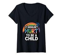 Women's Child Abuse Awareness It Shouldnt Hurt to Be A Child V-Neck T-Shirt