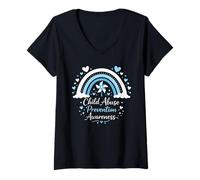 Women's Child Abuse Prevention Awareness Tee Design Men Women V-Neck T-Shirt