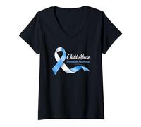 Women's Child Abuse Prevention Awareness Tee Design Men Women V-Neck T-Shirt