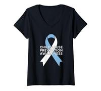 Women's Child Abuse Prevention Awareness Tee Design Men Women V-Neck T-Shirt