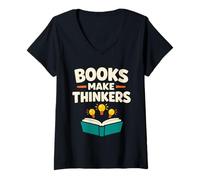 Women's Childhood Literacy Awareness Reading Saves Lives Reader V-Neck T-Shirt
