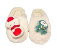 Women's / Children's Winter Christmas Closed Toe Flat Bottom Warm Slippers Shoes Women's Summer Sandals Without Heel, White, 7 UK
