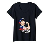 Womens Chile Chilean Mom Chilean Flag Chilean Roots Chilean Pride V-Neck T-Shirt