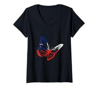 Womens Chile Chilean Roots Chilean Pride Chilean Flag Butterfly V-Neck T-Shirt