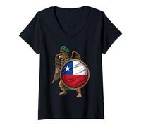 Women's Chile Flag Chilean Flag Chilean Pride Chilean Roots V-Neck T-Shirt