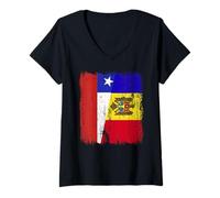 Womens Chile Moldova Half Flag Chilean Moldovan Heritage V-Neck T-Shirt