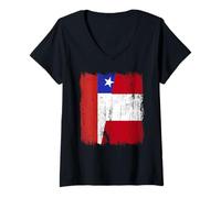 Womens Chile Peru Half Flag Chilean Peruvian Heritage Jersey V-Neck T-Shirt