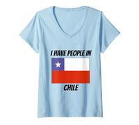 Womens Chilean Flag I Have People in Chile V-Neck T-Shirt