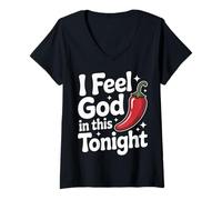 Women's Chili I Feel God in This Chili'S Tonight V-Neck T-Shirt