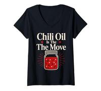 Women's Chili Oil Chili Crisp Dumpling Lover Noodle Lover Foodie V-Neck T-Shirt