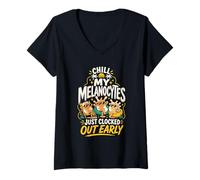 Women's Chill Melanocytes Clocked Out Early V-Neck T-Shirt