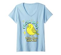 Womens Chill Out with Your Bill Out Funny Budgie Bird Lover Pet V-Neck T-Shirt