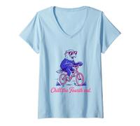 Women's Chill The Fourth Out Funny Eagle Retro Vacation V-Neck T-Shirt
