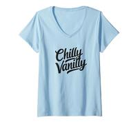 Women's Chilly Chillout Vanilly Abchillen Relax Saying V-Neck T-Shirt