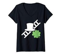 Womens Chimney sweep ladder shamrock V-Neck T-Shirt