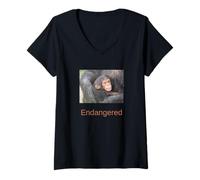 Womens Chimpanzee Shirt Endangered Chimpanzee V-Neck T-Shirt