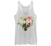 Women's Chin UP Nope Flowers Racerback Tank Top, White Heather, L