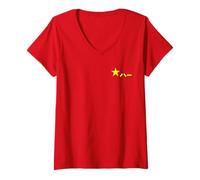 Womens China PLA People's Liberation Army Flag Chinese Armed Forces V-Neck T-Shirt