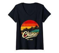Women's China Proud Chinese Travel Souvenir V-Neck T-Shirt