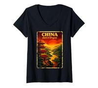 Women's China Proud Chinese Travel Souvenir V-Neck T-Shirt