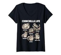 Women's Chinchilla Life Funny Animal Behavior V-Neck T-Shirt