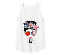Womens Chinese American Coffee Mama Girl Sister Aunt China USA Flag Tank Top