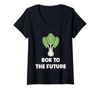 Womens Chinese Cabbage bok to The Future Vegetable Funny Bok Choy V-Neck T-Shirt