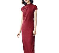 Womens Chinese Dress - Summer Traditional Chinese Cheongsam Women Girls Cotton Linen Retro Dress Qipao Bodycon Sexy Short Vintage Dresses,Style B,L