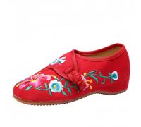Women's Chinese Embroidered Flats Asian Traditional Mary Jane Brida Ballet Yoga Shoes with Rubber Sole Frog Button