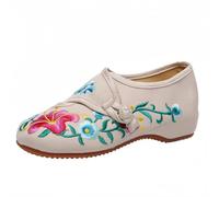 Women's Chinese Embroidered Flats Asian Traditional Mary Jane Brida Ballet Yoga Shoes with Rubber Sole Frog Button