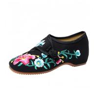 Women's Chinese Embroidered Flats Asian Traditional Mary Jane Brida Ballet Yoga Shoes with Rubber Sole Frog Button