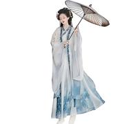 Women's Chinese Hanfu Traditional Clothing Vintage Simulation Silk Traditional Embroidery Summer Princess Dresses