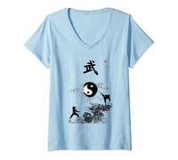 Womens Chinese, kung fu, Tai Chi mountain Tai Chi Design V-Neck T-Shirt