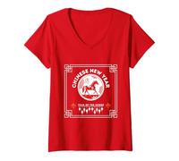 Womens Chinese New Year 2026 Horse Zodiac Horoscope V-Neck T-Shirt