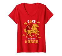 Womens Chinese New Year 2026 Year of The Horse V-Neck T-Shirt