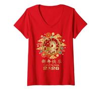 Womens Chinese New Year 2026 Year of The Horse V-Neck T-Shirt