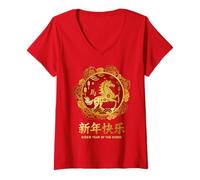 Womens Chinese New Year 2026 Year of The Horse V-Neck T-Shirt
