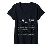 Womens Chinese Restaurant Menu Sweet Sour Chicken Shanghai China V-Neck T-Shirt