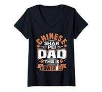 Women's Chinese Shar Pei Dad Enthusiast How Roll Chinese Shar Pei V-Neck T-Shirt