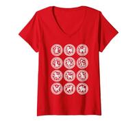 Womens Chinese Zodiac Animals Lunar Chinese New Year of The Snake V-Neck T-Shirt