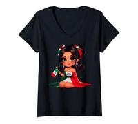 Womens Chingona Girl Mexico girl Mexican Badass Women Mexicana V-Neck T-Shirt