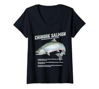 Women's Chinook King Salmon Humpy Fish Design for Fisherman & Divers V-Neck T-Shirt